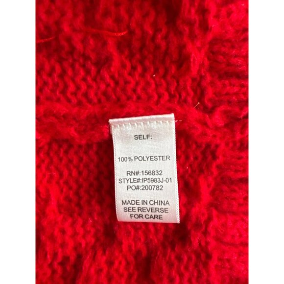 BiBi Red Beaded & Pearl Embellished Cable Knit Cardigan Sweater size XL open - Picture 6 of 7